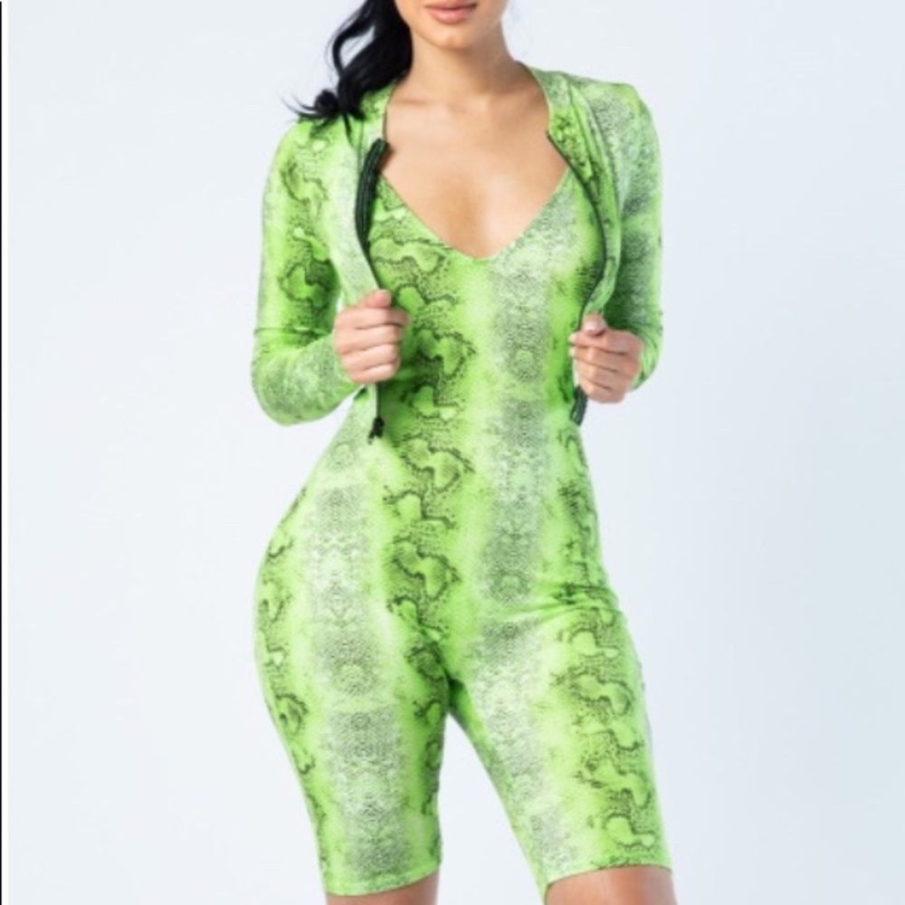 Neon snakeprint romper and matching jacket